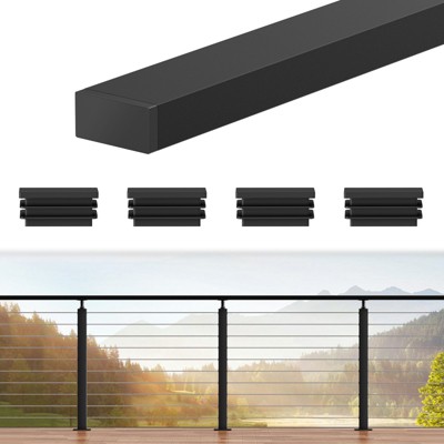Black Metal DIY Cable Railing System Kit for Deck, Perfect for Modern Outdoor Spaces