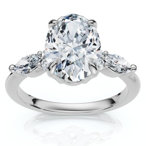 Pompeii3 1 3/4Ct Oval Diamond Nadia Engagement Ring 14k Gold or Platinum Lab Created - 1 of 4