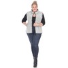 Plus Size Zip up High Pile Fleece vest -White Mark - 4 of 4
