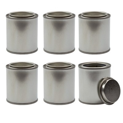 Cornucopia Brands Metal Paint Cans w/ Lids, 6pk; Empty Unlined Mini Paint / Solvent Pails