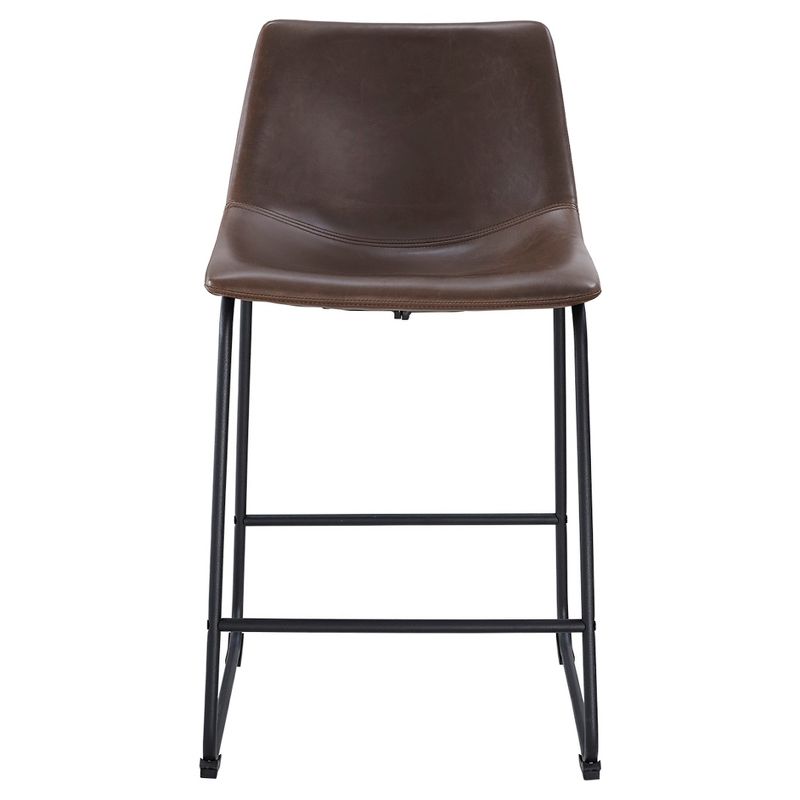 Set of 2 Laslo Modern Upholstered Faux Leather Counter Height Barstools - Saracina Home, 4 of 18