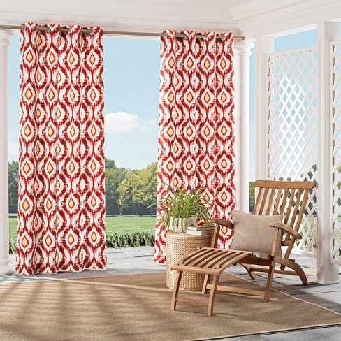 Barbados Indoor Outdoor Geometric Curtain Panel Orange 52 X95