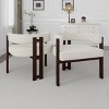 Teddy Fabric Upholstered Dining Arm Chairs Set of 2,Curved Back Barrel Accent Armchair with 3 Legs,Living Room Bedroom Side Chair-Coolbibila - 3 of 4