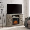 47" Farmhouse Media TV Stand with 18" Electric Fireplace Insert, Open and Closed Storage, Entertainment Console for TVs up to 50" - 3 of 4