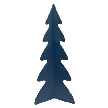 Northlight 15" Blue Triangular Christmas Tree with a Curved Design Tabletop Decor