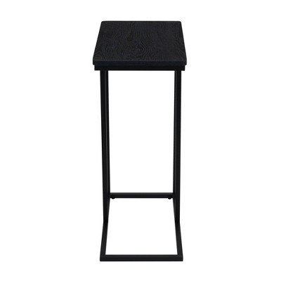 Black Oak and Metal C-Shaped Rectangular Side Table