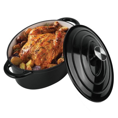 SEVOBAL Pots and Pans Oval Dutch Oven for Bread Baking, 4.5 Quart Non Stick Enameled Cast Iron Dutch Oven Pot with Lid, Black, 11.42"*8.07"*4.53"