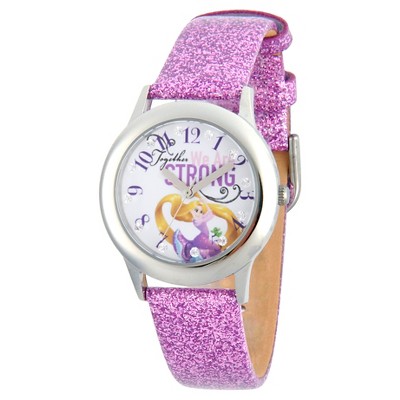 Girls' Disney Princess Rapunzel Stainless Steel Glitz Watch - Purple