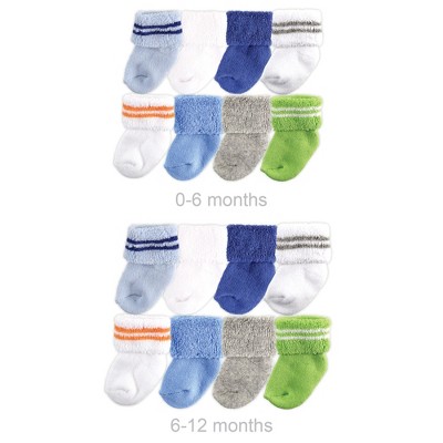 Luvable Friends Baby Basic Socks, 6 Pack, Blue and Gray, 0-6 Months