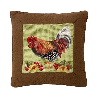 C&F Home 16" x 16" Rooster And Sunflower Needlepoint Pillow