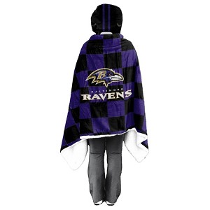NFL Baltimore Ravens Youth Bloncho Faux Shearling Wearable Blanket - 1 of 2
