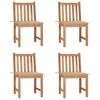 vidaXL Set of 4 Patio Chairs with Cushions - Solid Teak Wood - Fine Sanded Finish - Weather Resistant - Durable Outdoor Seating - Assembly Required - 2 of 4