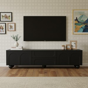 Whisen Modern TV Stand Entertainment Center Fits TVs up to 78 in.  with Fluted Glass Doors, 2-Drawers and Cabinets - 1 of 4