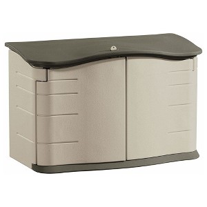Rubbermaid Plastic Double Walled Horizontal Outdoor Storage Shed, Sand/Brown - 1 of 4