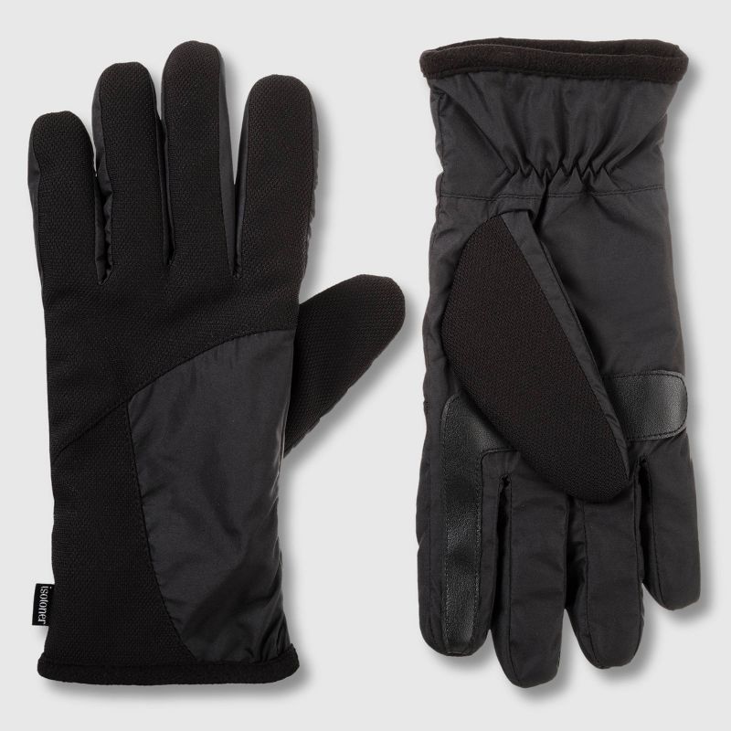 Isotoner Men&#39;s Tech Stretch Gloves - Black, 2 of 3