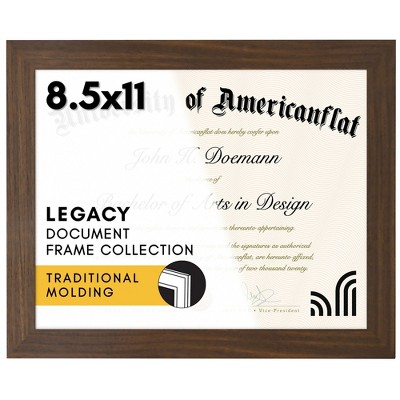 Americanflat 8.5x11 Diploma Frame with Shatter-Resistant Glass - Document Frame with Engineered Wood - Legacy Collection - Walnut