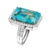 Ross-Simons Turquoise and 2.10 ct. t.w. White Zircon Ring in Sterling Silver - 3 of 4
