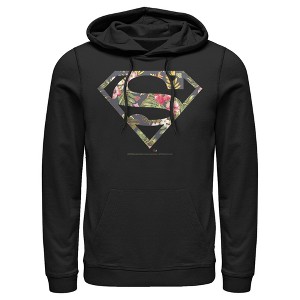 Men's Superman Floral Shield Logo Pull Over Hoodie - 1 of 3