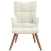 vidaXL Relaxing Chair with a Stool Cream White Velvet - 3 of 4