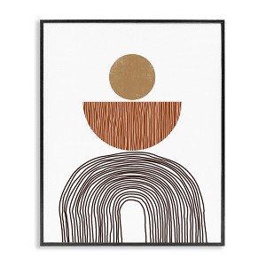 Stupell Industries Boho Shapes Stacked Abstract Round Curves Brown White Framed Giclee Art, Black, 16" x 20" - 1 of 4