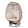Outdoor Swivel Chair with Cushions, Rattan Egg Patio Chair with Rocking Function for Balcony, Poolside and Garden - 4 of 4