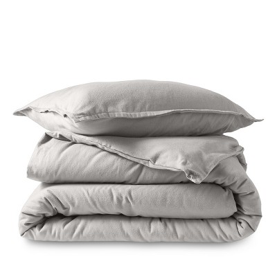 Light Grey Twin/Twin XL Cotton Flannel Duvet Cover Set