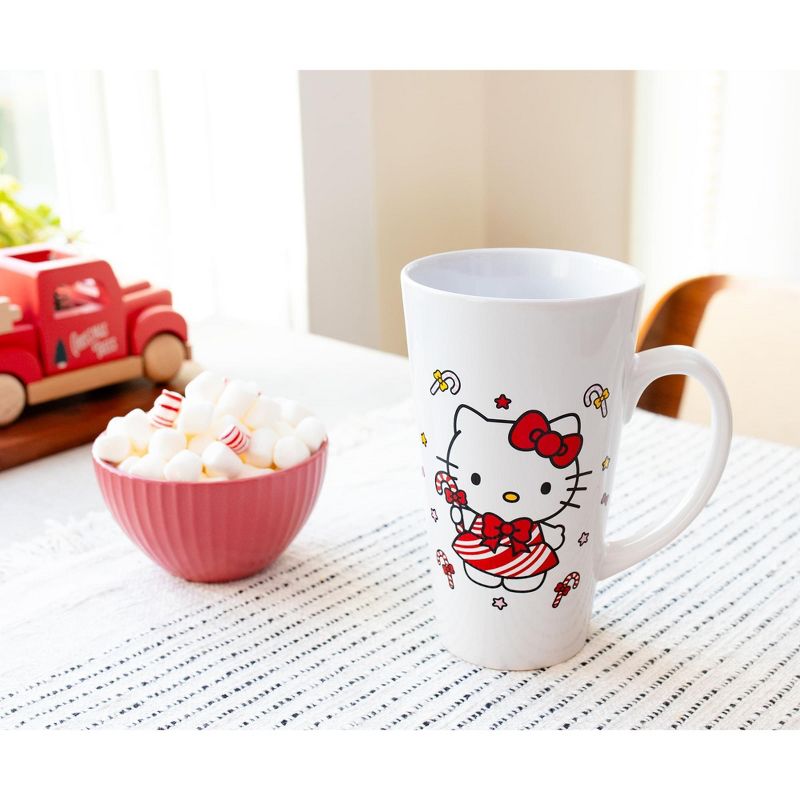 Silver Buffalo Sanrio Hello Kitty Holiday Candy Cane Ceramic Tall Latte Mug | Holds 16 Ounces, 5 of 10