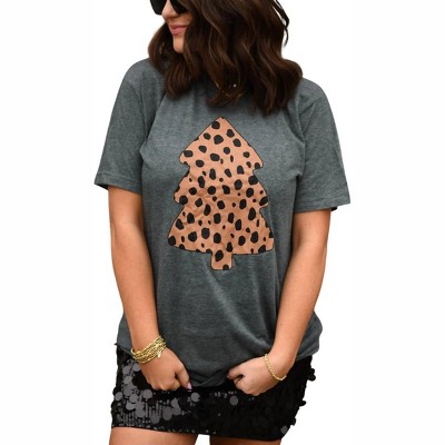 Women's LEOPARD CHRISTMAS TREE TEE - Glam n Go Boutique