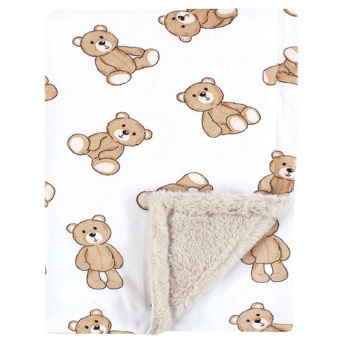 Hudson Baby Boys Plush Blanket with Furry Binding and Back, Teddy Bears, One Size - image 1 of 2