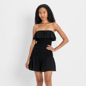 Women's Drop Waist Ruffle Mini A-Line Dress - Future Collective - 1 of 3