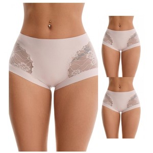 INSPIRE CHIC 3 Packs Women's High Waisted Lace Breathable Full Coverage Tummy Control Briefs Panties - 1 of 4