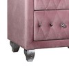 Royal Hampton 26 Inch Nightstand, 2 Drawer, Cabriole Legs, Wood, Pink Upholstery - 4 of 4
