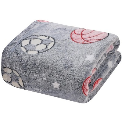 GoodGram Glow In The Dark Basketball & Soccer All Star Ultra Plush Fleece Accent Throw Blanket - 50 In. X 60 In.