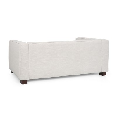 UPHA 50 in.-L Modern Ivory Loveseat Couch Sofa with Corduroy Fabric Upholstered and Wooden Nature Legs