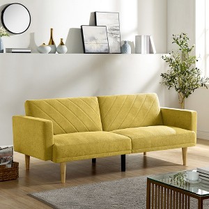 75.6" Futon Sofa Bed, Convertible Sleeper Sofa With Tapered Wood Legs, Modern Snowflake Velvet Upholstered Couch, 3 Seater Sleeper Sofa - 1 of 4