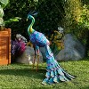 28" Metal Peacock Outdoor Decor With Glossy Finish Statue - Alpine Corporation: Garden Art, No Battery Required - 2 of 4