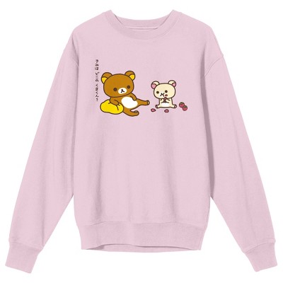 Rilakkuma Two Bears Sitting Crew Neck Long Sleeve Cradle Pink Adult ...