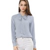 Allegra K Women's Work Office Long Sleeve Button Decor Elegant Bow Tie Neck Blouse - 2 of 4