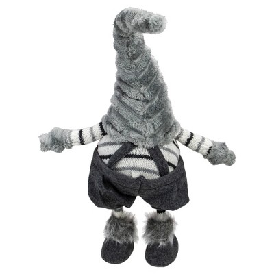 18" Gray and White Bouncy Gnome Winter Figurine