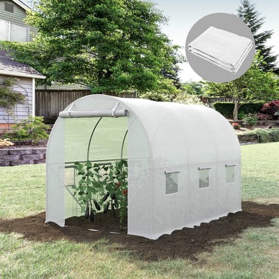 VisioGear Greenhouse Cover, Waterproof Tarp for Hoop House, Sheeting with 6 Windows and 1 Door, White, 118"*78.75"*78.75"