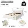 FURNIinspire Beds Queen Size Bed Frame Modern Upholstered Platform Bed with Velvet  Headboard, Bedroom Furniture, White, 97.3"*76.8"*41.8" - 3 of 4