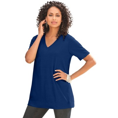 Roaman's Women's Plus Size Ultimate V Neck Tee