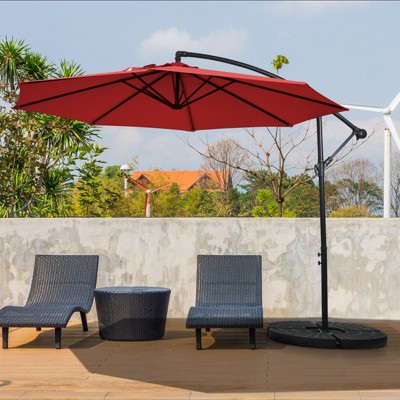 10ft Red Cantilever Patio Umbrella with Steel Frame