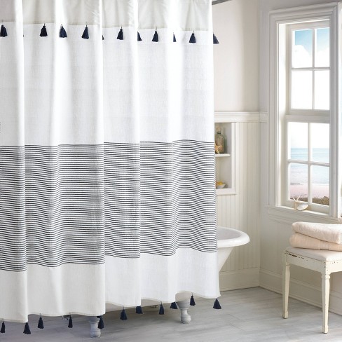 Panama Stripe Shower Curtain Navy, Plaid Shower Curtain Target