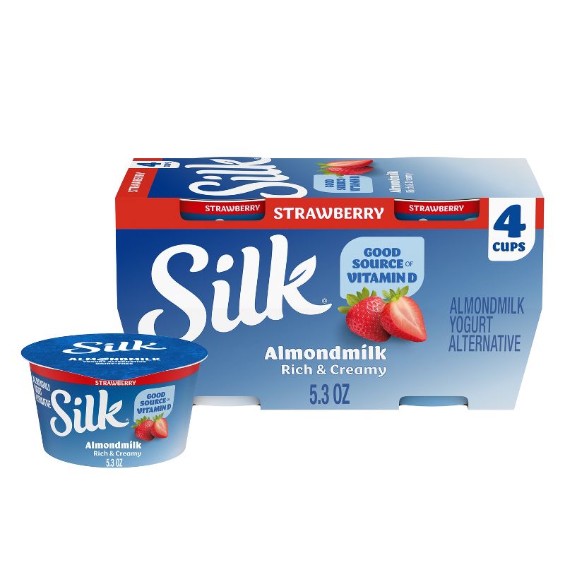 Silk Strawberry Almondmilk Yogurt Alternative - 4ct/5.3oz Cups, 1 of 7