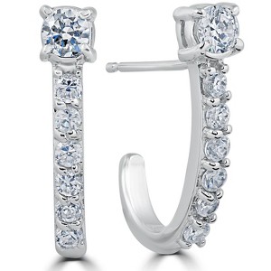 Pompeii3 1 cttw Diamond Hoops 14k White Gold 3/4" Tall - 1 of 4