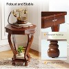 Tribesigns Wood Side Table, Mid-Century Modern Round End Table with 2 Tiers Storage Shelves - 4 of 4