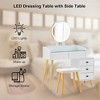 Vanity Table with LED Lights Glass Top, Dressing Table with Extendable Side Table 5 Drawers Dressing Table with Mirror and Stool for Bedroom - 3 of 4