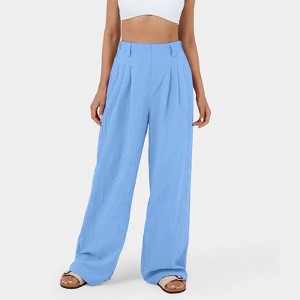 Women's High - Waisted Cotton Straight - Leg Wide - Leg Pants, Loose & Casual Long Trousers - 1 of 1