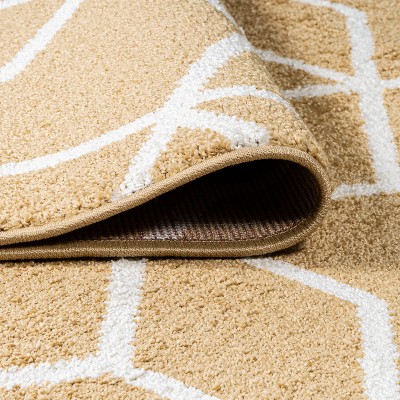 Modern Geometric Gold & White 8' x 10' Synthetic Area Rug